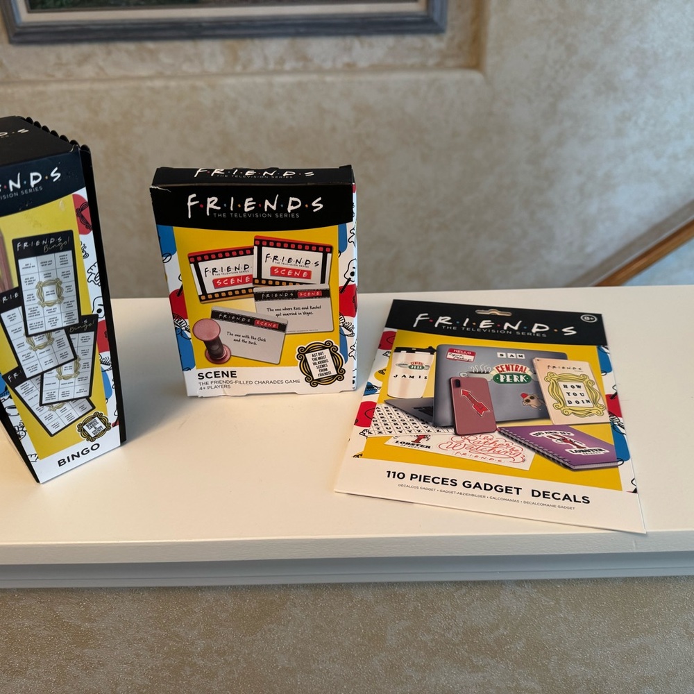 Friends themed Bingo, Charades,110 gadget decals